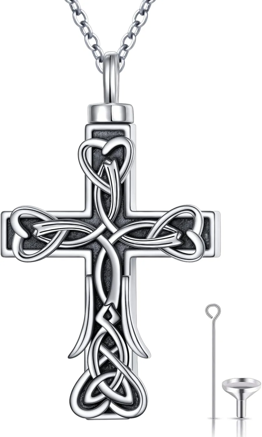 Ladytree Cross Urn Necklaces for Ashes Cremation Pendant 925 Sterling Silver in Memory Loss of Loved One Grief Remembrance Jewelry for Women