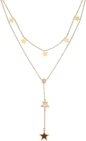 Lariat Gold Necklace for Women, 18k Gold Plated Y-Shaped Necklace Trendy Star Layered Chain Drop Necklace for Women Fashion Jewelry