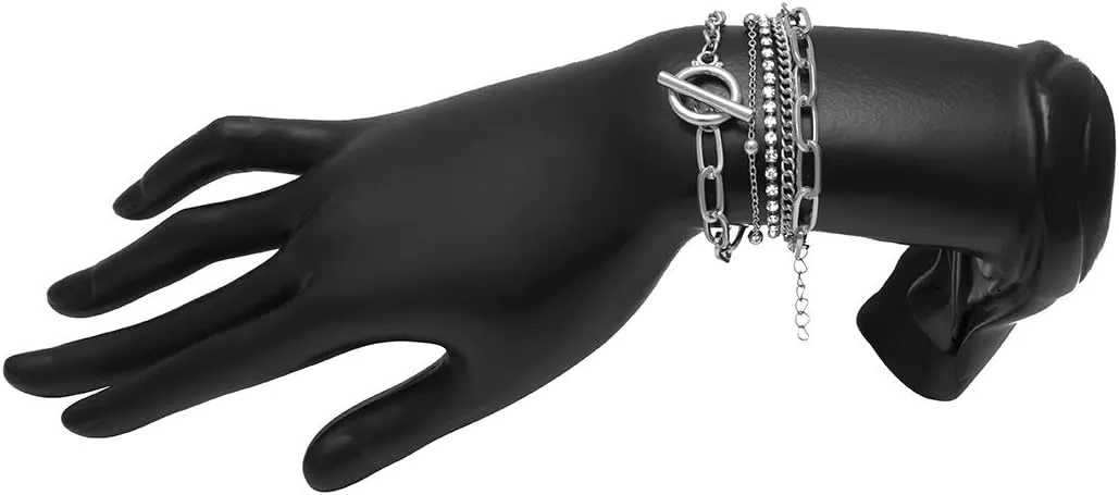 Layered Chunky Chain Lock Pendant Bracelets Statement Bohemian Adjustable Toggle Crystal Charm Wrist Bangles Link Jewelry for Women Gift
