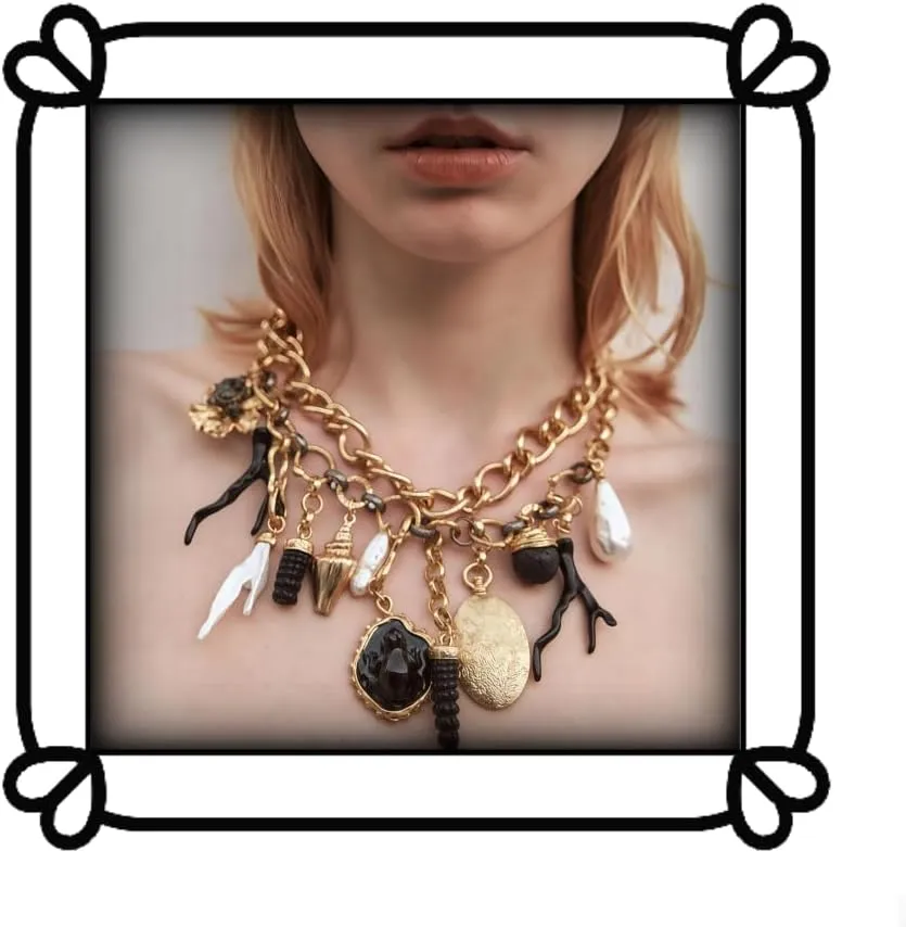 Layered Statement Charm Pearl Coin Pendant Necklace - Retro Gold Chain Large Necklace - Ladies
