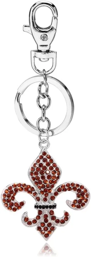 Liavy's Fleur De Lis Charm Fashionable Keychain - Sparkling Crystal - Unique Gift and Souvenir
