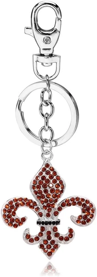 Liavy's Fleur De Lis Charm Fashionable Keychain - Sparkling Crystal - Unique Gift and Souvenir