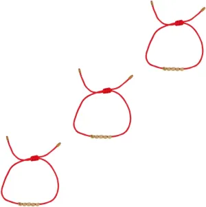 LIFKOME 3pcs Elegant Red Friendship Bracelet Hand Weave Knit Chain Daily Wear Accessory