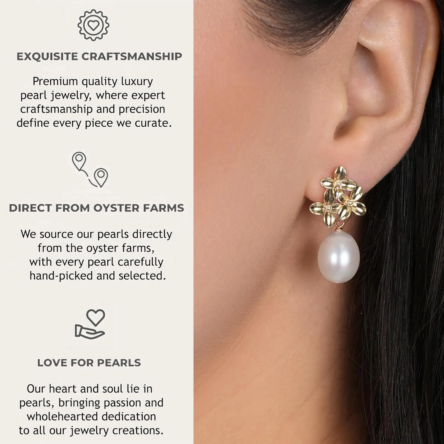 LILY LUSTRE Pearl Flower Stud Earrings | 14k Gold/Rose Gold Plated 925 Sterling Silver Handpicked AAAA Quality Natural Freshwater Cultured Pearl Drop & Coin Shape Dangle Floral Earrings for Women
