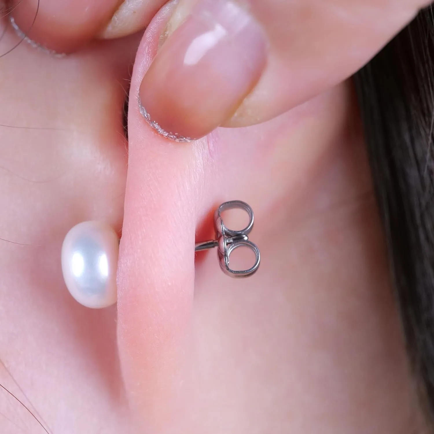 Limerencia Hypoallergenic F136 Pure Ttitanium Handpicked White Freshwater Cultured Pearl Earrings G23 Implant Grade Piercing Studs