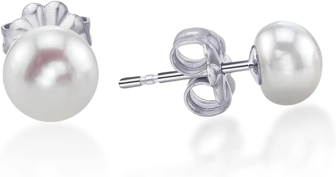 Limerencia Hypoallergenic F136 Pure Ttitanium Handpicked White Freshwater Cultured Pearl Earrings G23 Implant Grade Piercing Studs