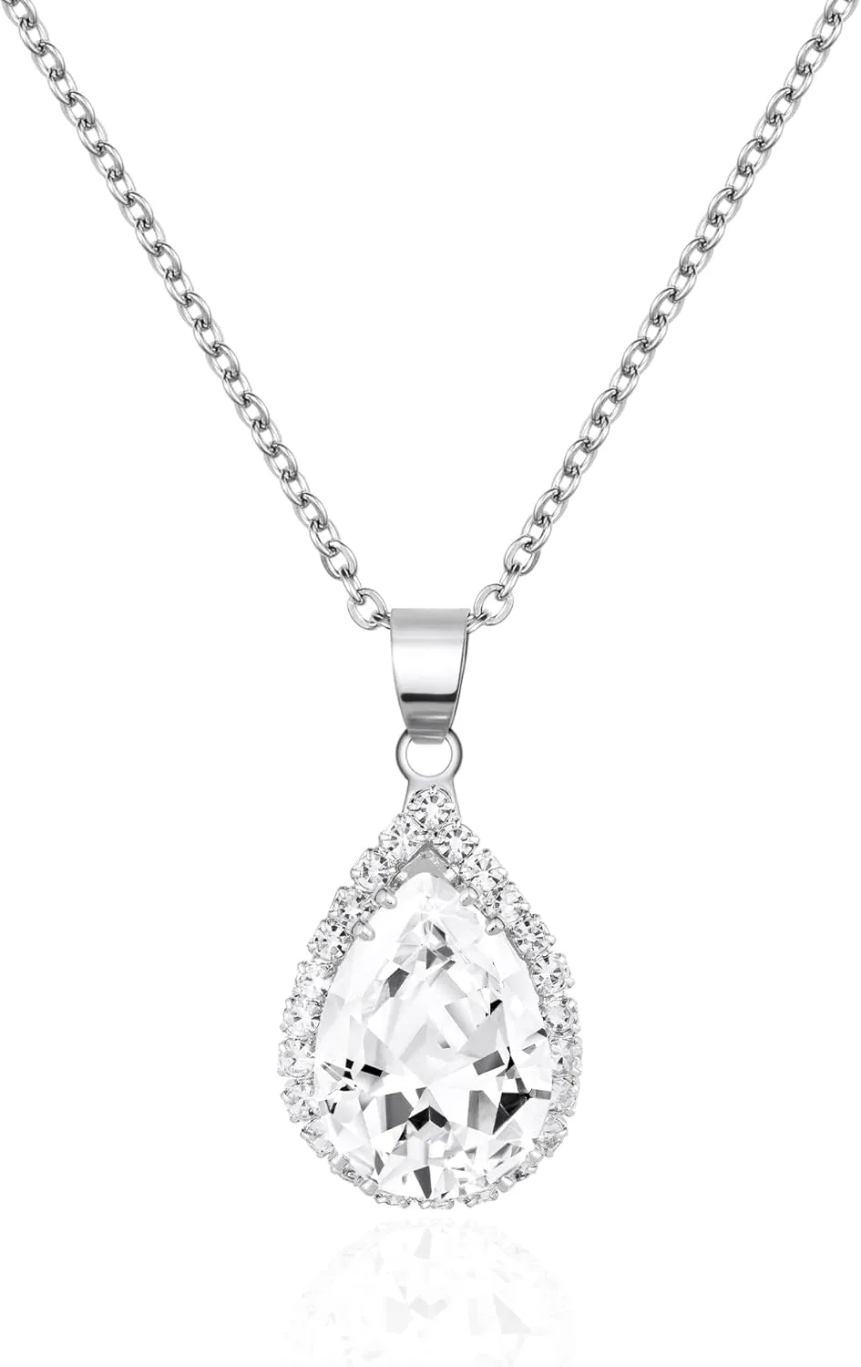 Linawe Crystal Chain Necklace for Women Trendy, Imitation Diamond Pendant, Statement Cubic Zirconia Boho Jewelry Set, 14K Gold/Rose Gold/Silver Birthstone Necklace