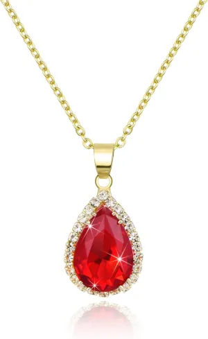 Linawe Crystal Chain Necklace for Women Trendy, Imitation Diamond Pendant, Statement Cubic Zirconia Boho Jewelry Set, 14K Gold/Rose Gold/Silver Birthstone Necklace
