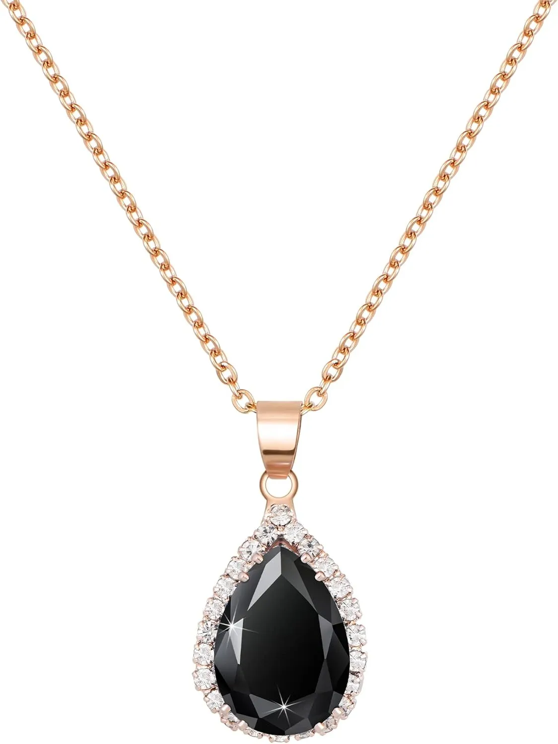 Linawe Crystal Chain Necklace for Women Trendy, Imitation Diamond Pendant, Statement Cubic Zirconia Boho Jewelry Set, 14K Gold/Rose Gold/Silver Birthstone Necklace