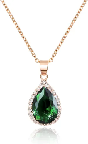 Linawe Crystal Chain Necklace for Women Trendy, Imitation Diamond Pendant, Statement Cubic Zirconia Boho Jewelry Set, 14K Gold/Rose Gold/Silver Birthstone Necklace