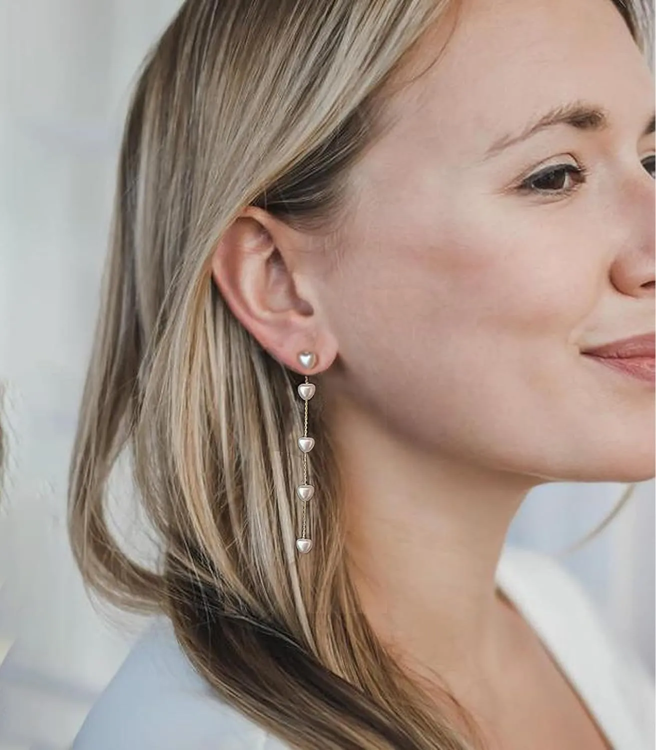 Long Pearl Earrings for Women 925 sterling silver Pearl Dangle Earrings Hypoallergenic Elegant Wedding Pearl Drop Earrings for Bridal Christmas Gift
