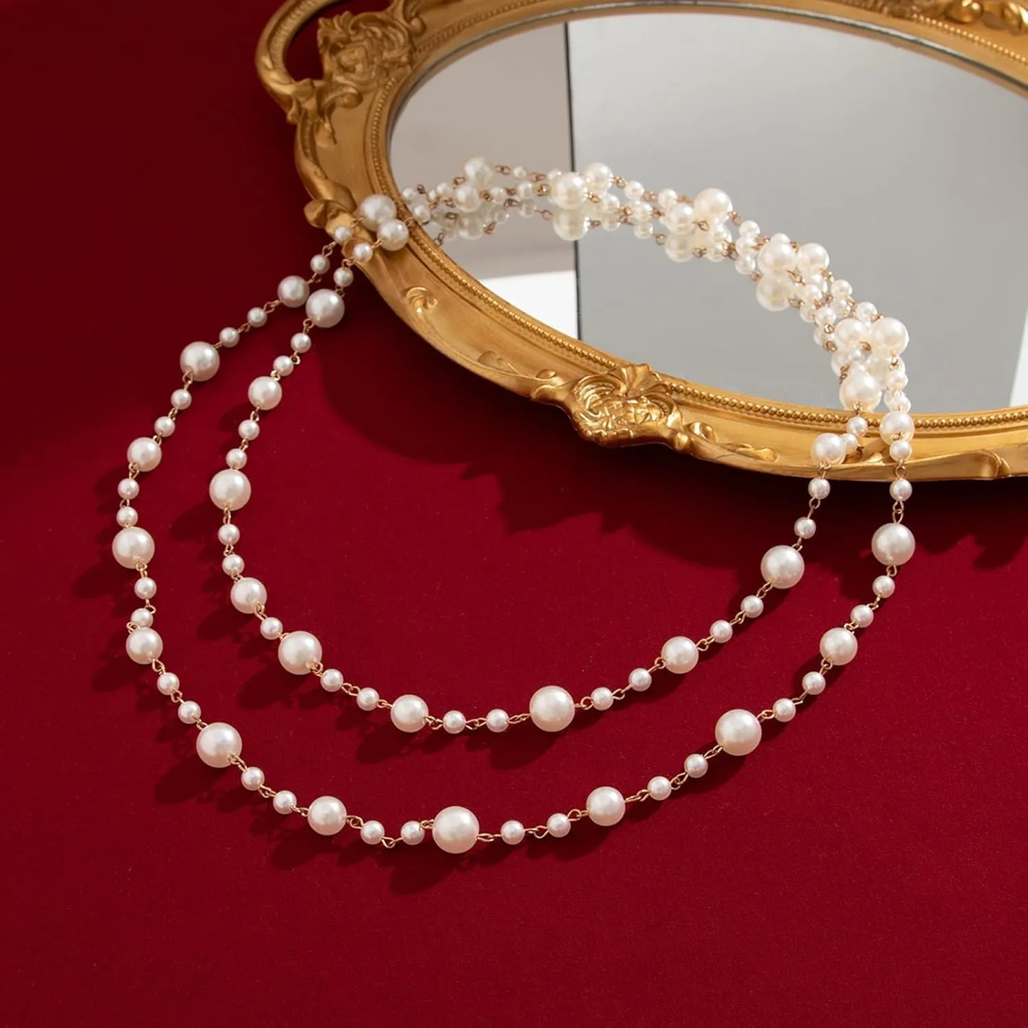 Long Pearl Necklaces for Women Elegant Lariat Gold Pearls Necklace Layered Pearl Long Chain Necklace for Daily Wear Special Occasions
