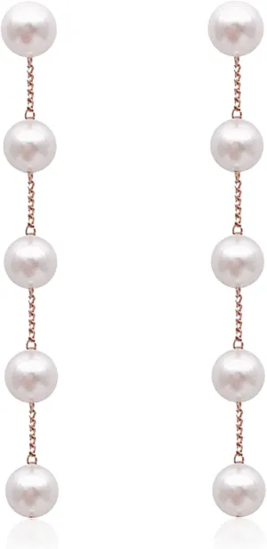 Long Tassel Pearl Dangle Earrings Dangling Hanging Baroque Pearl Drop Dangle Earring for Women Bridal Wedding Gift