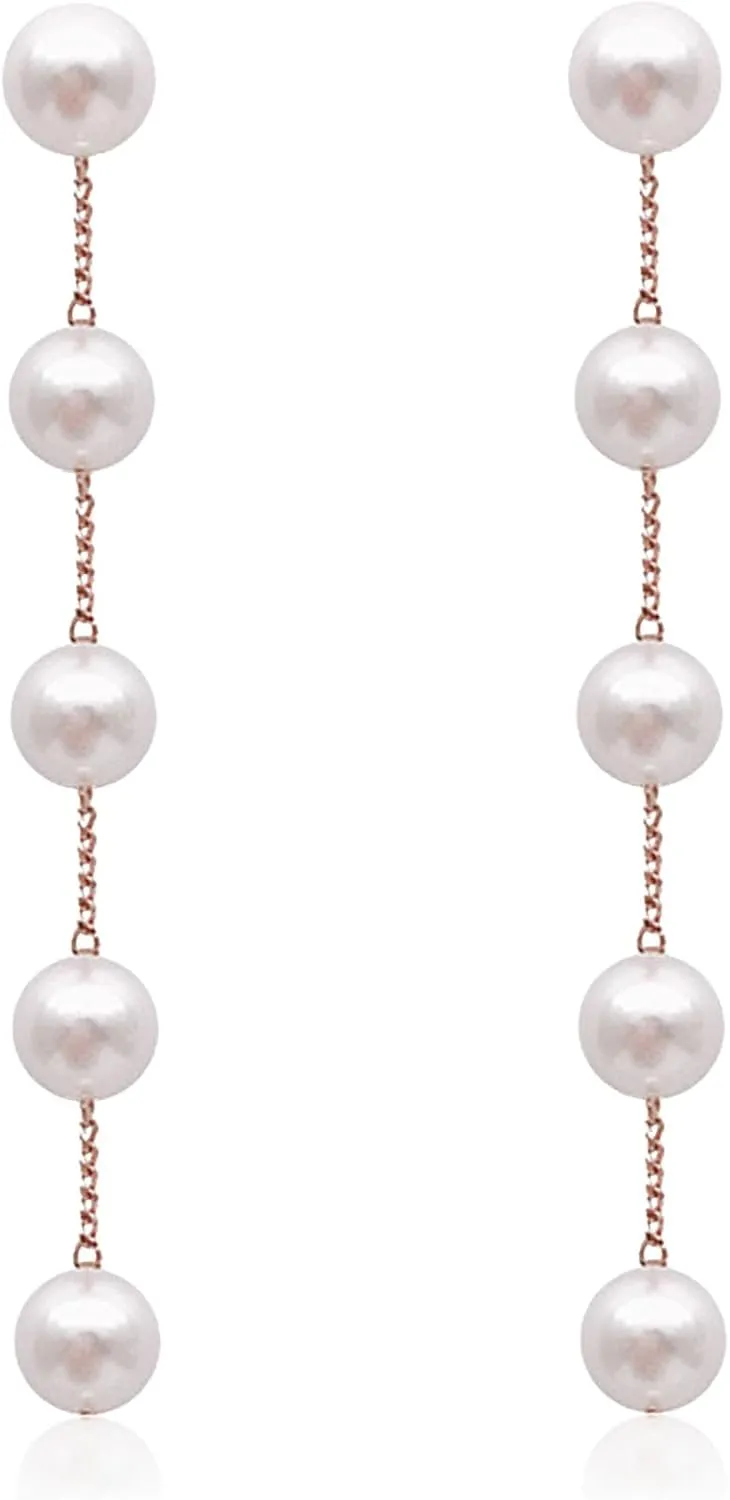 Long Tassel Pearl Dangle Earrings Dangling Hanging Baroque Pearl Drop Dangle Earring for Women Bridal Wedding Gift