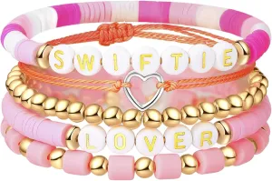 Love Bracelet for Women Colorful Stretch Bracelet Stack Boho Beaded Bracelet Set Heishi Surfer Bracelet Trendy Friendship Jewelry Girls