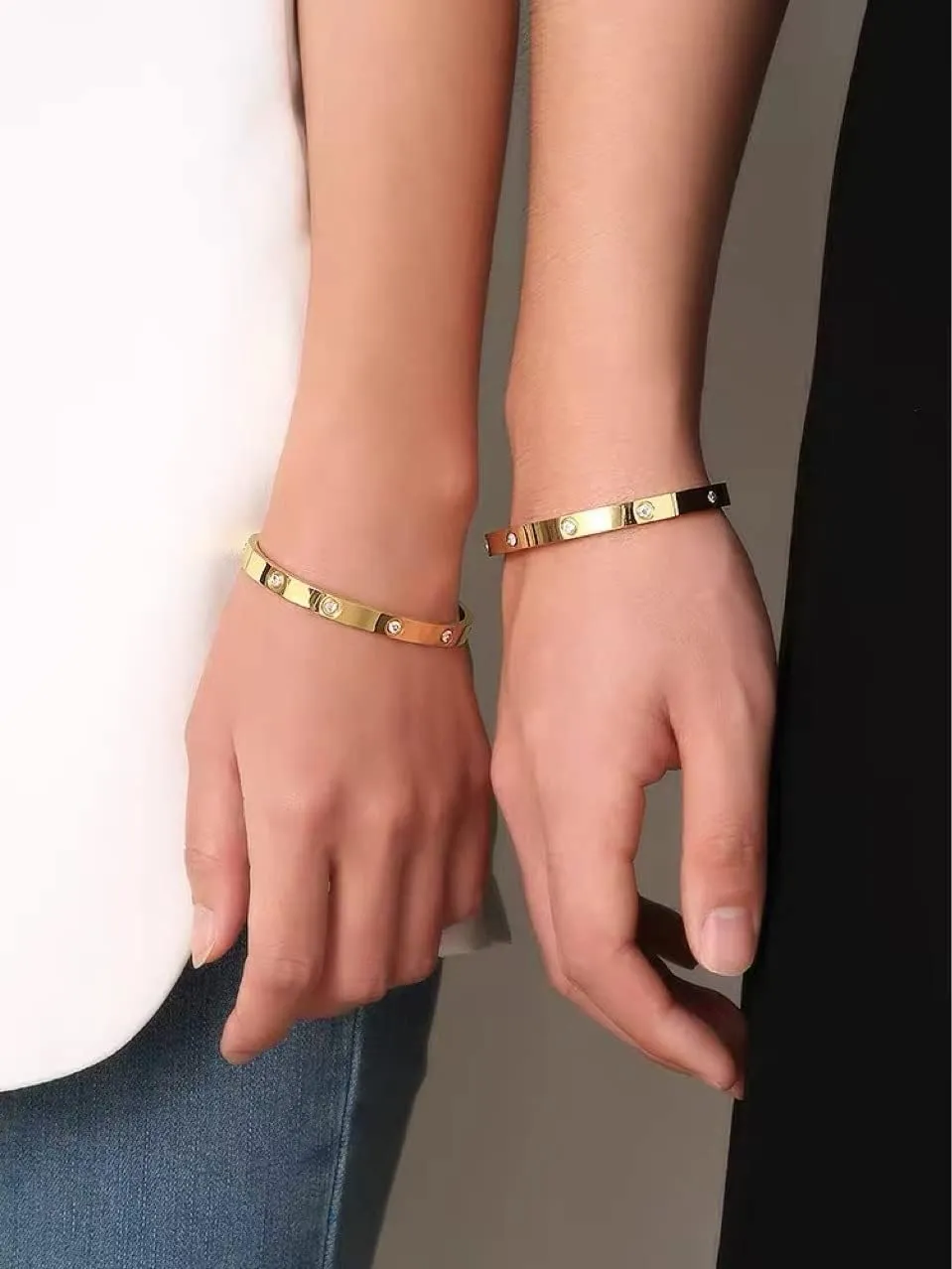 Love Bracelets Stainless Steel friendship Bracelet Cubic Zircon Filled Gold and Silver Female Women Mother's Day Valentine's Day Wedding Couple and Birthday Gift
