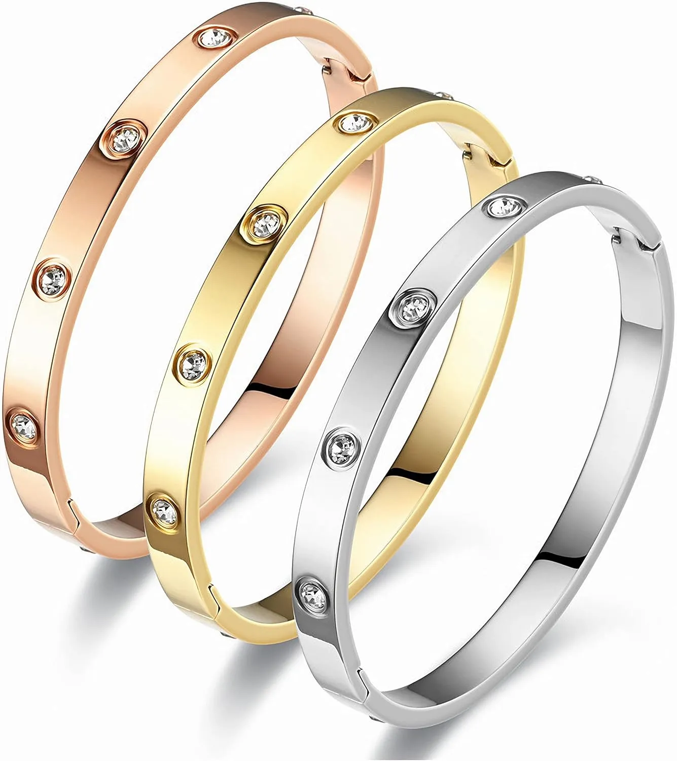 Love Bracelets Stainless Steel friendship Bracelet Cubic Zircon Filled Gold and Silver Female Women Mother's Day Valentine's Day Wedding Couple and Birthday Gift