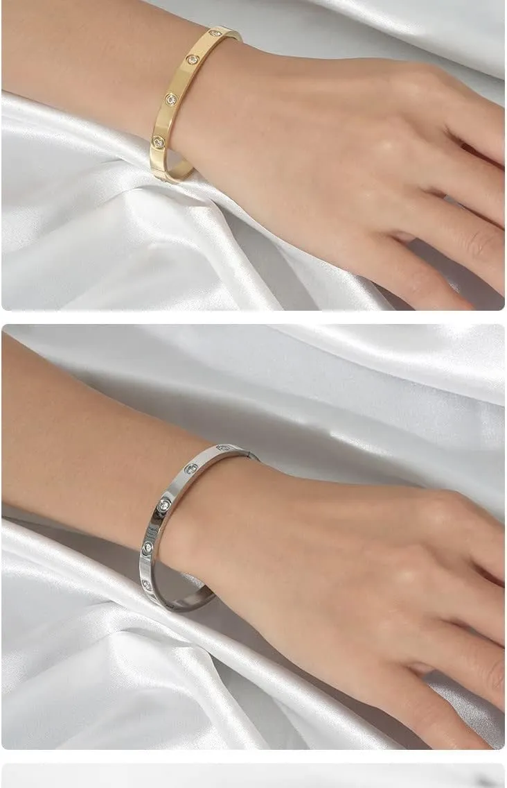 Love Bracelets Stainless Steel friendship Bracelet Cubic Zircon Filled Gold and Silver Female Women Mother's Day Valentine's Day Wedding Couple and Birthday Gift