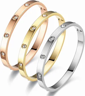Love Bracelets Stainless Steel friendship Bracelet Cubic Zircon Filled Gold and Silver Female Women Mother's Day Valentine's Day Wedding Couple and Birthday Gift