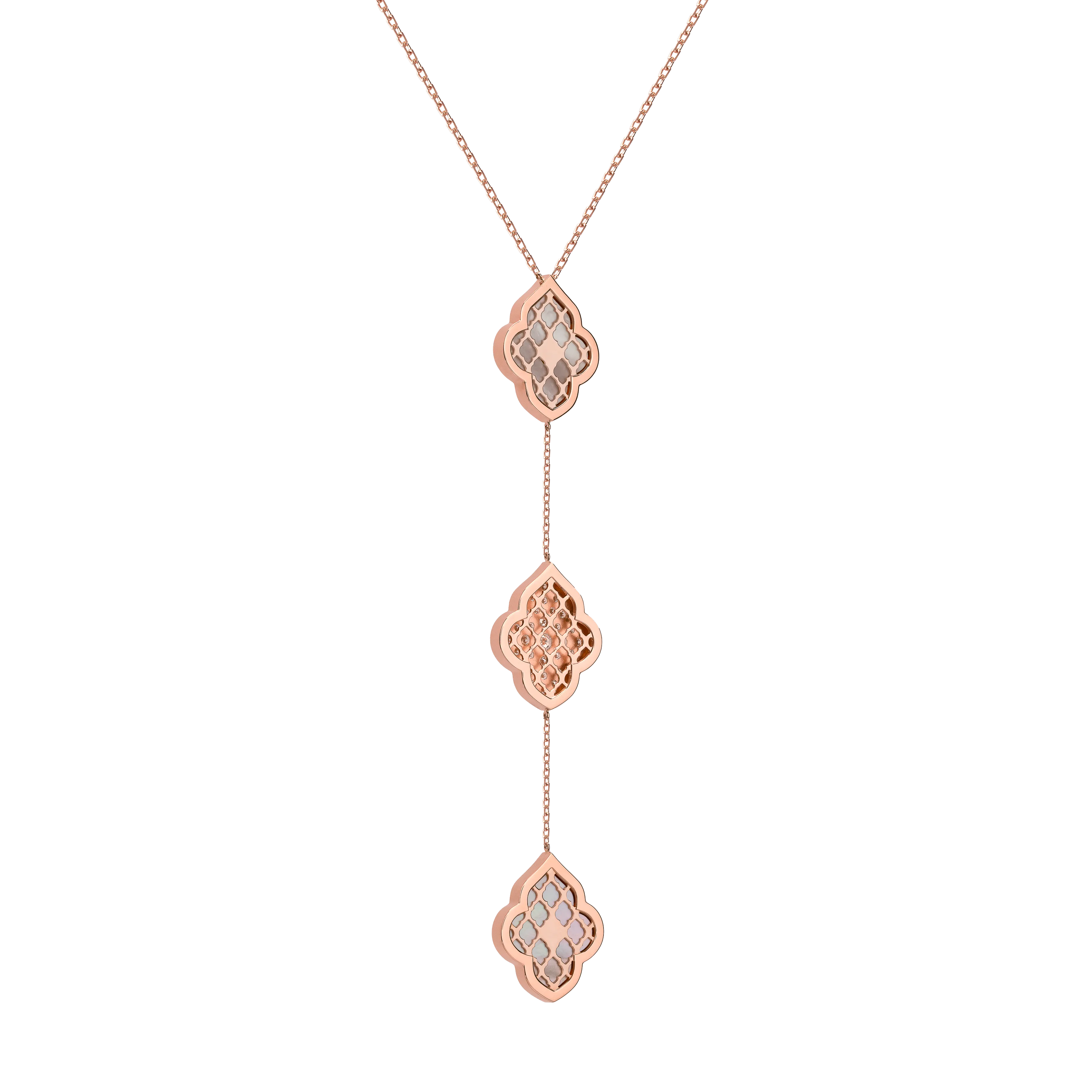 LUCE COLOUR - NECKLACE ROSE GOLD PAVE MOTHER OF PEARL & 2 DIAMONDS M