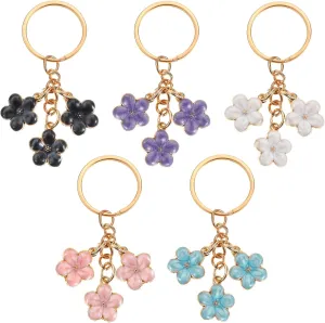 Lusofie 5 Pack Flower Keychain Cute Key Chains for Women Gradient Flower Key Chain Charm Keychain Accessories for Key Purse Bag,5 Color