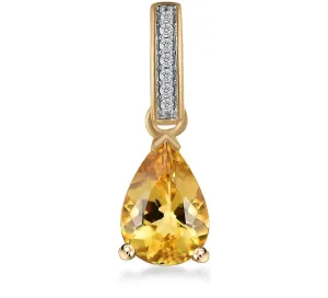 LUXORO Heliodor White Diamond 10K Yellow Gold Drop Pendant for Women Jewelry Ct 0.95 G-H Color I3 Clarity Birthday Gifts