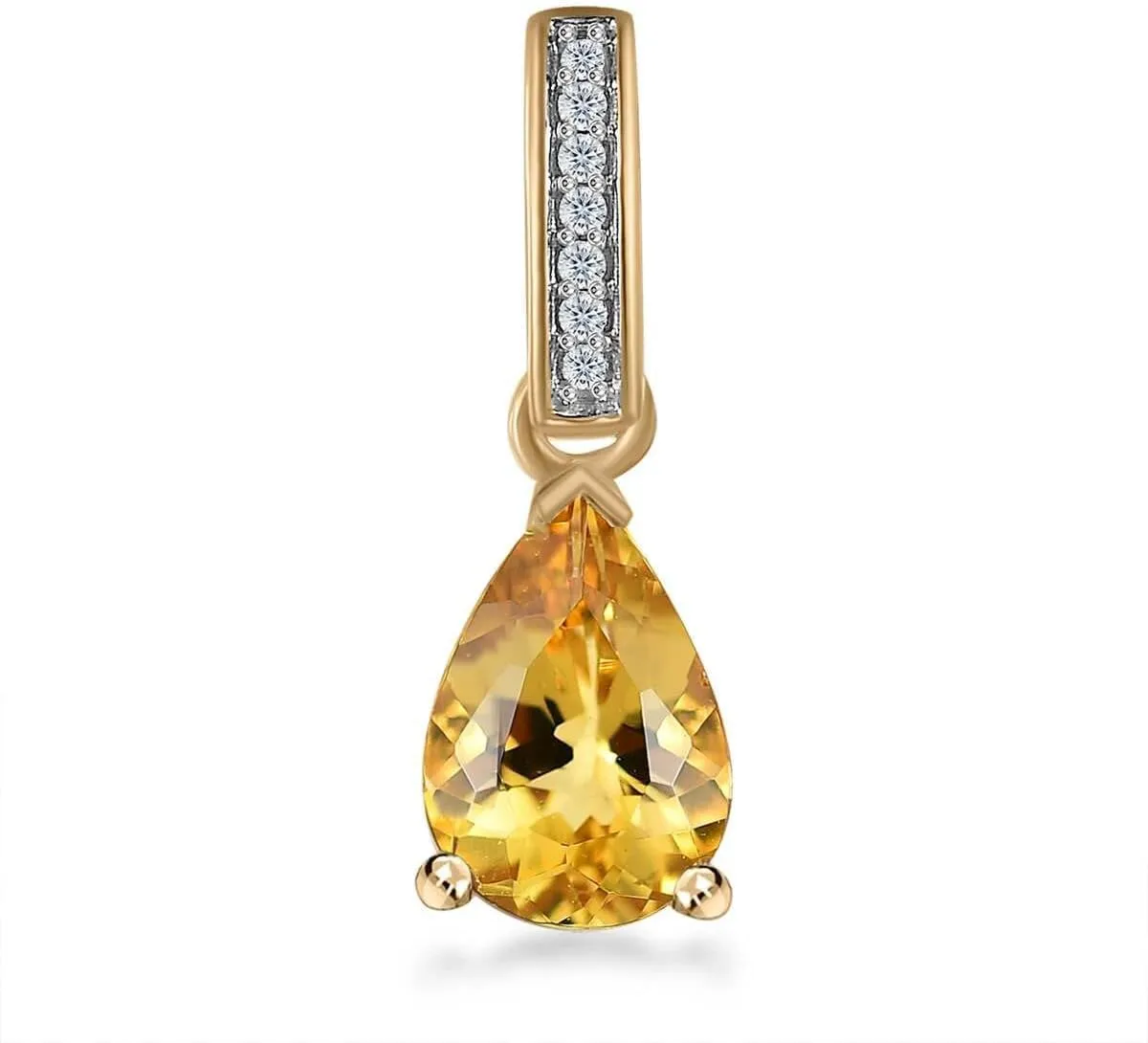 LUXORO Heliodor White Diamond 10K Yellow Gold Drop Pendant for Women Jewelry Ct 0.95 G-H Color I3 Clarity Birthday Gifts