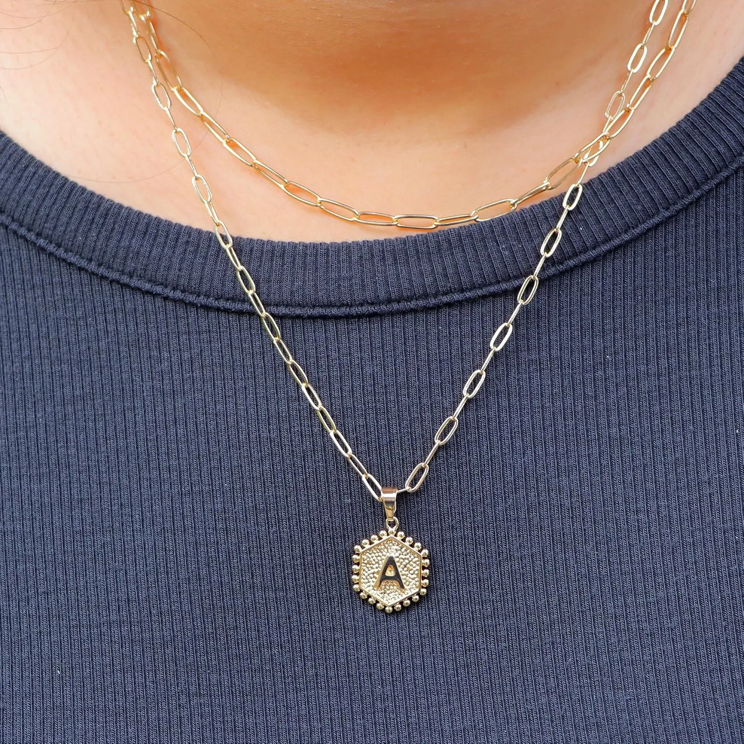 M MOOHAM Dainty Gold Necklace for Women - 18K Gold Plated Initial Necklaces for Women Trendy | Personalized Cute Initial Necklace | Layered Gold Jewelry for Women