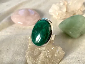 Malachite Adjustable Ring - Oval
