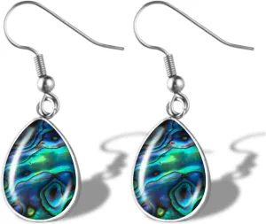 MALOYANVE Abalone Shell Earrings for Women Teardrop Creative Elegant Minimalist Boho Handmade Vintage Crystal Dangle Drop Earrings Birthday Jewelry Gifts