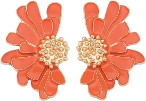 MALOYANVE Flower Earrings for Women Elegant Enamel Bohemian Vintage Retro Multi Colored Big Statement Floral Daisy Stud Earrings Summer Spring Jewelry Gifts