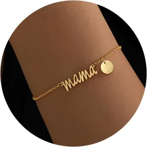 Mama Bracelet for Women - Gold Initial Bracelet for Mom, Stepmom, Bonus Mom, Mother in Law, Wife