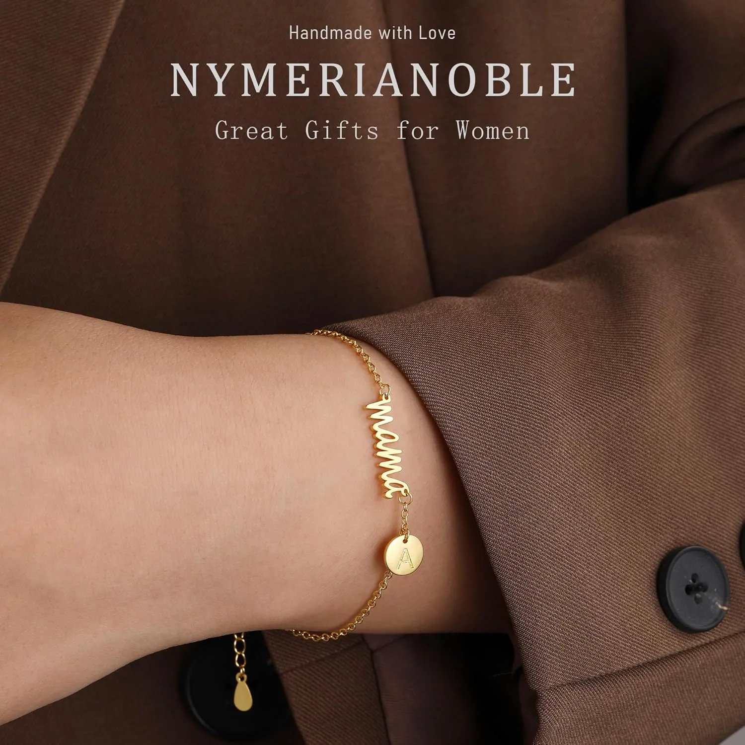 Mama Bracelet for Women - Gold Initial Bracelet for Mom, Stepmom, Bonus Mom, Mother in Law, Wife