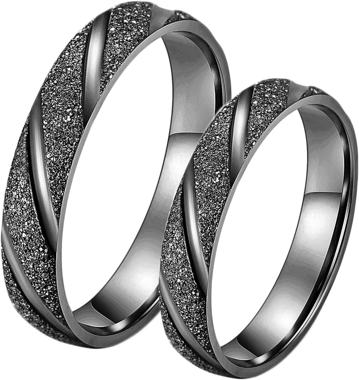Man Ring Wedding, Stainless Steel Rings Men 4mm Black Matte Ring Rings for Men and Women
