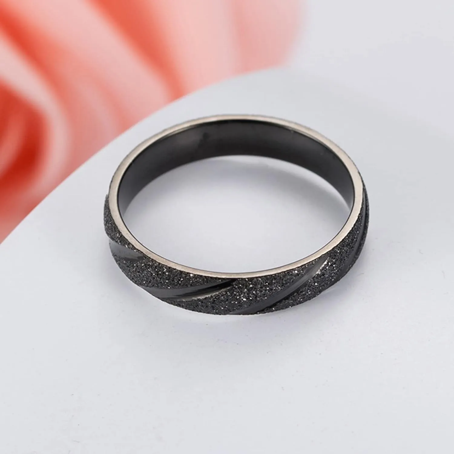 Man Ring Wedding, Stainless Steel Rings Men 4mm Black Matte Ring Rings for Men and Women