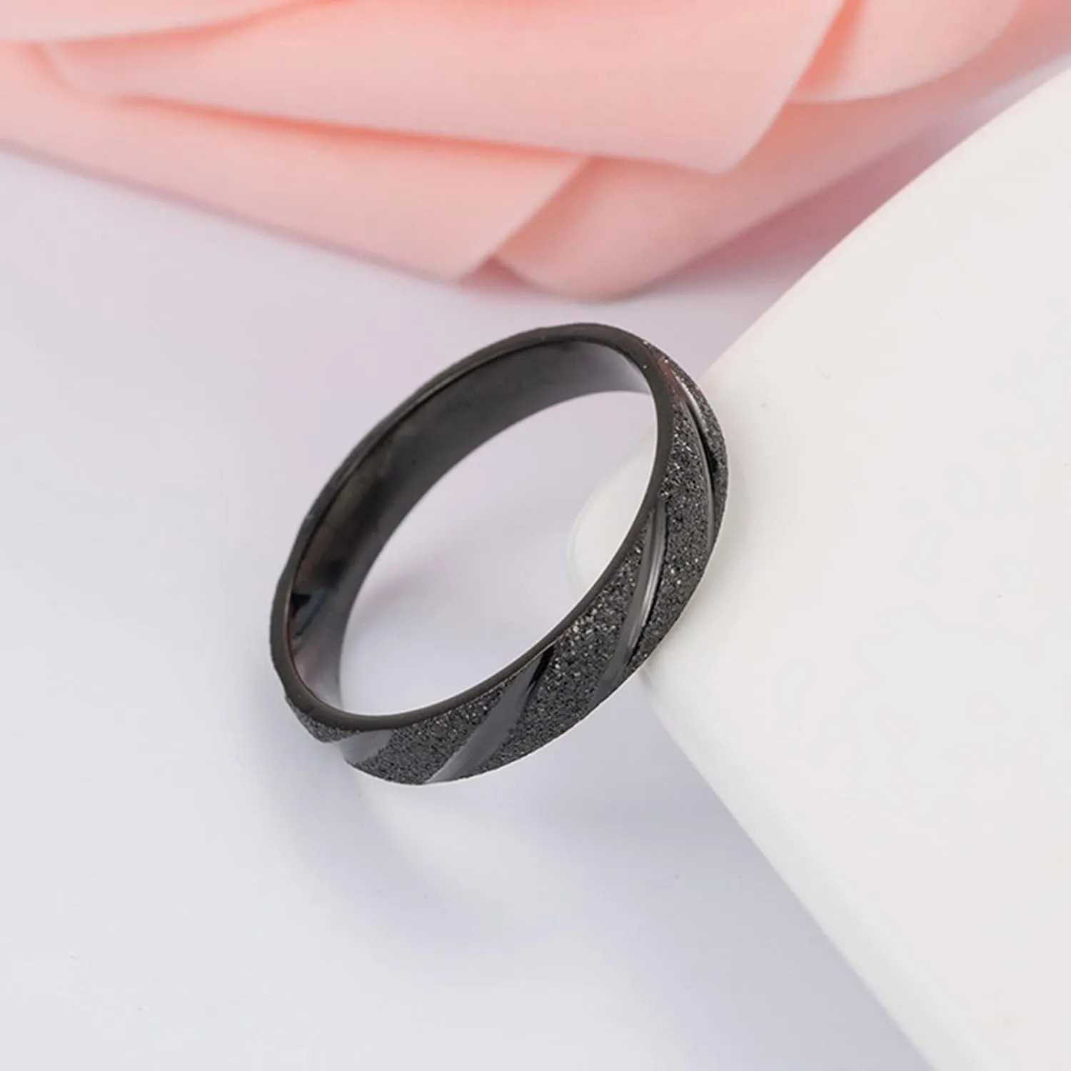 Man Ring Wedding, Stainless Steel Rings Men 4mm Black Matte Ring Rings for Men and Women