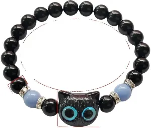 Matching Bracelets Couples Women Men Luminous Cute Cat Friendship Bracelete Black White Cat Head Bangles Glow in The Dark Gift