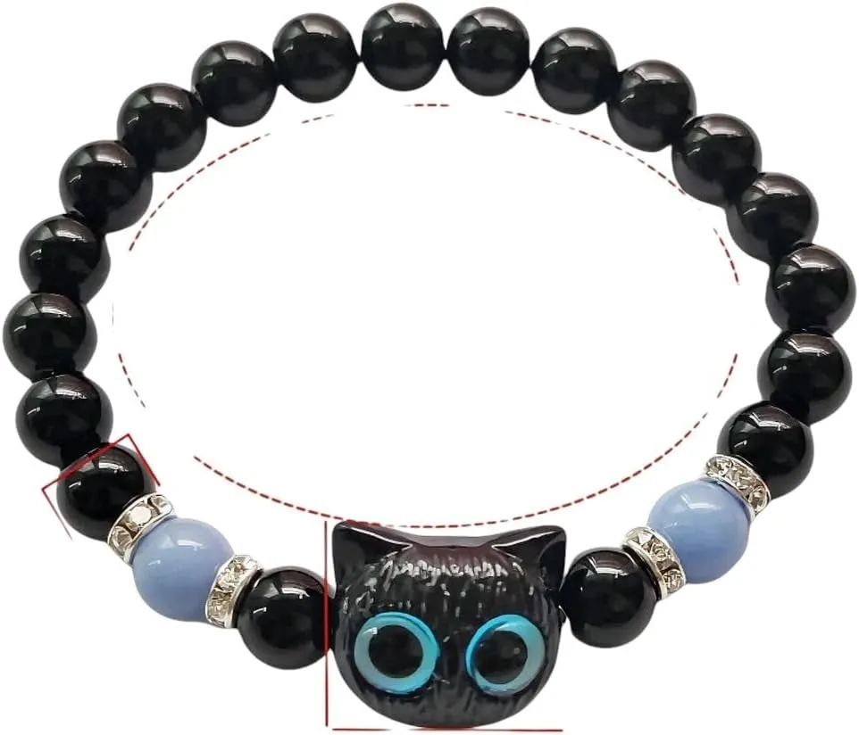 Matching Bracelets Couples Women Men Luminous Cute Cat Friendship Bracelete Black White Cat Head Bangles Glow in The Dark Gift