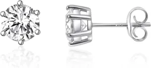MDFUN Synthetic Moissanite Stud Earrings Set 925 Sterling Silver 6 Prong Round Synthetic Moissanite Stud Earring Moissanite 3-8mm