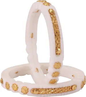 Meenakshi imitation White Handcrafted Micro Gold Plated Shakha Bangles Set of 2 Gift For Her Indian Bollywood Designer Women Jewelry Bangle Bracelets Kangan