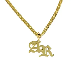 Men Necklace Silver Personalized Pendant 2 Letter Initial Necklace Father Gift For Boyfriend Bold Curb Chain Custom Jewelry Husband Gift Handmade Gift