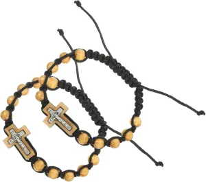 Men's Cross Bracelets Fashionable Beaded Wrist Jewelry Punk Style Prayer Bracelet Vintage Design