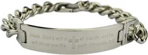 Men's Stainless Steel Chain Prayer Script Bracelet Father's Day 8" NI-6693 Christian Jewelry For Women And Men Inspirational Jewelry Faith Baptism Jewelry