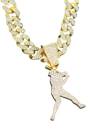 Miami Cuban Pendant Necklace, Ice Out Chain, Sport Fan, Hip-Hop Jewelry for Men Women, 20inch