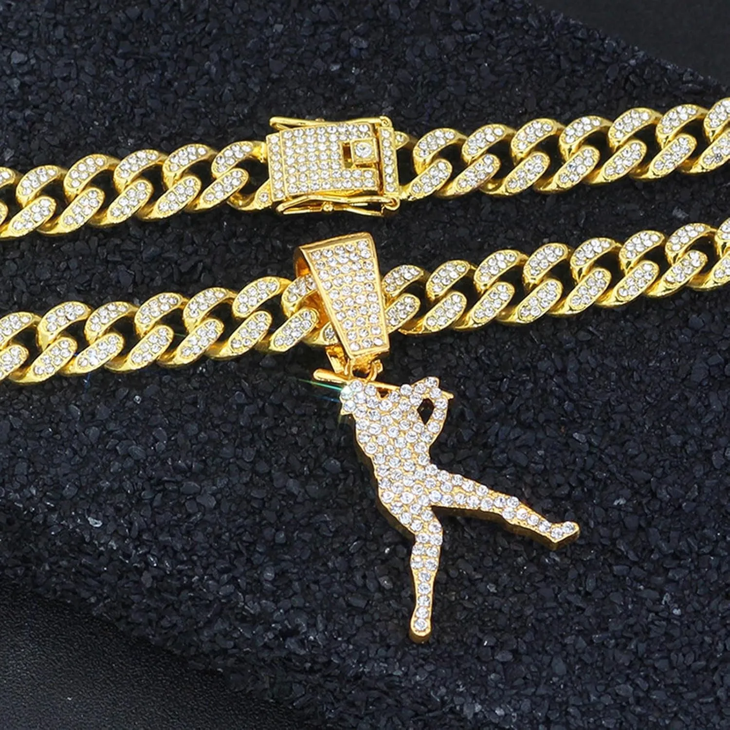 Miami Cuban Pendant Necklace, Ice Out Chain, Sport Fan, Hip-Hop Jewelry for Men Women, 20inch