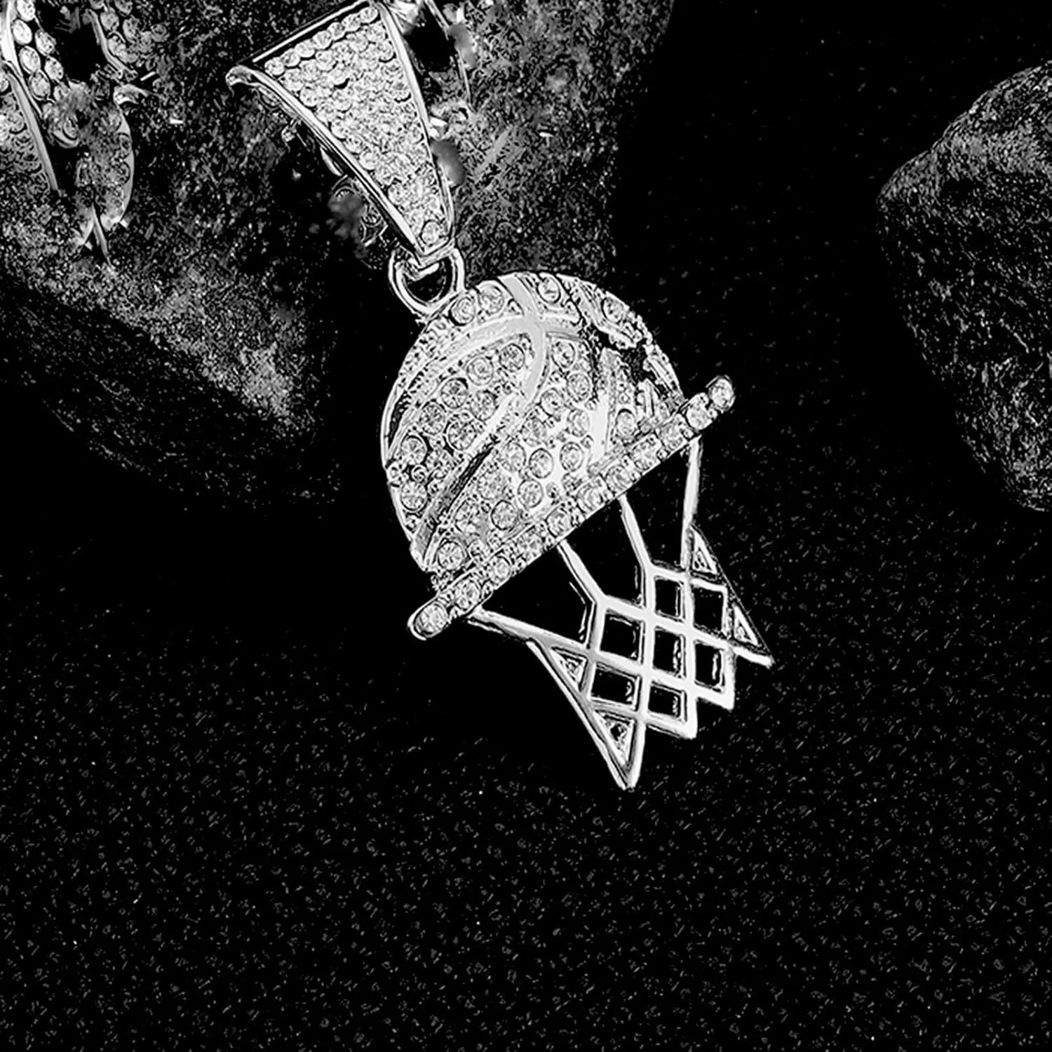 Miami Cuban Pendant Necklace, Ice Out Chain, Sport Fan, Hip-Hop Jewelry for Men Women, 20inch