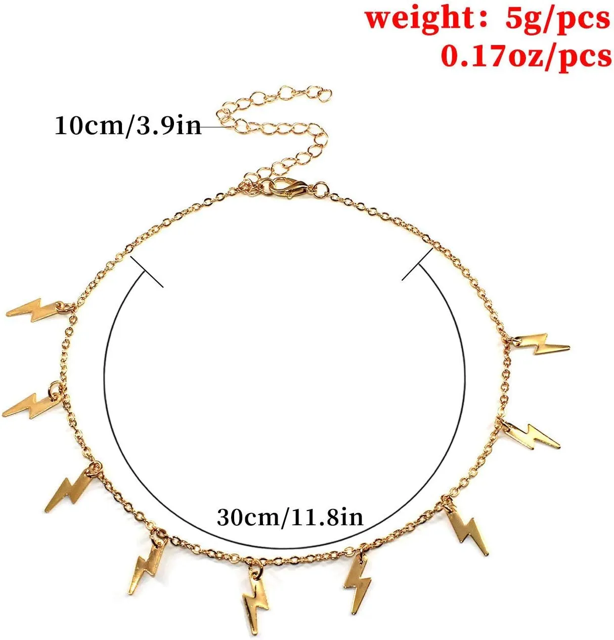 Minimalist Lightning Star Tassel Bolt Layered Pendant Chain Choker Necklace Handmade Adjustable Punk Cool Simple Delicate Clavicle Jewelry for Women Teens