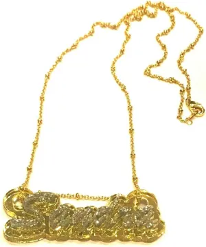 MIRROR MANIA Name Necklace Custom Design Script Handmade Shape Of Your Name Laser Cut and Made To Order Gold Necklace Nameplates - Gorgeous and Stunning!