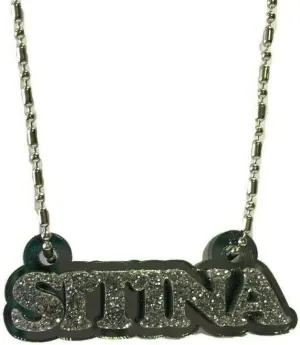 MIRROR MANIA Personalized Name Plate Custom Name Necklace Nameplate Laser Cut, Diamond Look, Made To Order Any Name and Color - Dazzling and Stunning!