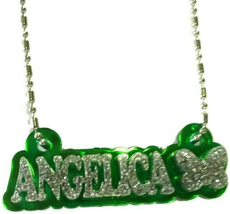 MIRROR MANIA Personalized Name Plate Custom Name Necklace Nameplate Name Laser Cut, Diamond Look, Made To Order Any Name and Color - Dazzling and Stunning!
